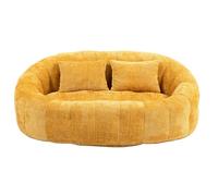 Loveseat Canapé lounge sans cadre avec rembourrage en mousse à mémoire de forme en chenille Pour salon, chambre à coucher, studio, appartement, adulte (jaune + chenille)