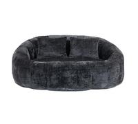 Loveseat Canapé lounge sans cadre avec rembourrage en mousse à mémoire de forme en chenille pour salon, chambre à coucher, studio, appartement, adulte (noir + chenille)