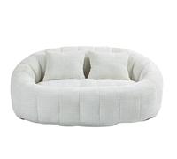 Loveseat Canapé lounge sans cadre avec rembourrage en mousse à mémoire de forme en chenille pour salon, chambre à coucher, studio, appartement, adulte (beige + chenille)
