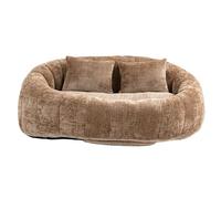 Loveseat Canapé lounge sans cadre avec rembourrage en mousse à mémoire de forme en chenille pour salon, chambre à coucher, studio, appartement, adulte (café + chenille)