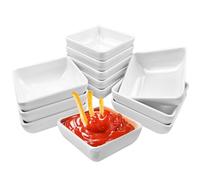 Lovesmile 12 Pièces Coupelle Aperitif, Blanc Coupelle, Carré Plat Aperitif, Réutilisable Coupelles Aperitif Convient pour Trempettes Sauces Snacks Desserts Sushis