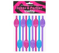 Lovetoy - paille avec vagin - plastique - rose/bleu/violet