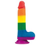 Lovetoy Prider - gode ceinture réaliste avec testicules - 20 cm - arc-en-ciel