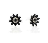Lovett & Co - Boucles d'oreilles à tige Audrey Hepburn en forme de fleur de jais noir avec cristal de verre inspiré par Breakfast at Tiffany's - Boucles d'oreilles à tige en strass sans nickel et