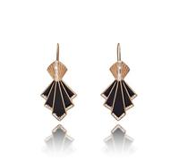 Lovett & Co Boucles d'oreilles pendantes Art Déco Noir Boucles d'oreilles classiques des années 1920 avec accents de cristal Sans nickel Longue boucles d'oreilles pendantes et bijoux vintage pour