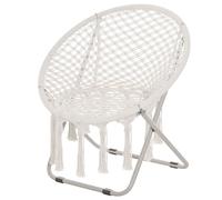 Fauteuil de jardin Outsunny Loveuse fauteuil rond de jardin fauteuil lune papasan pliable grand confort macramé coton polyester beige