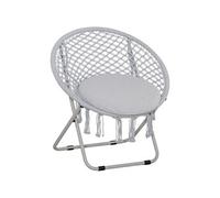 Loveuse fauteuil rond de jardin fauteuil lune papasan pliable grand confort macramé coton polyester gris