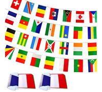 LoveVC Lot de 2 drapeaux de 29 pays francophones avec corde, 20 pieds et 58 drapeaux