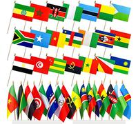 LoveVC Lot de 54 drapeaux africains sur bâton en bois, 12,7 x 20,3 cm