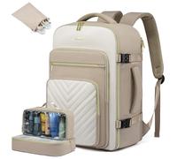 LOVEVOOK Sac à Dos de Voyage Femme, 40L Sac a Dos Bagages Cabine Avion pour Easyjet Ryanair 45x36x20, Imperméable Sac Ordinateur Portable 17 Pouces Valise de Travail Randonnée Affaires, Beige Kaki