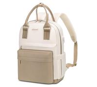LOVEVOOK Sac à Dos Femme, 13,3 Pouces Petit Mini Sacs à Main Portés dos Elegant Leger et Imperméable, Sac a Dos Voyage Antivol et Chic avec Port de Charge USB pour Voyage Loisir Collège, Kaki Beige