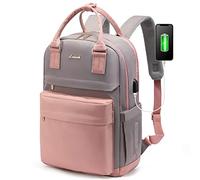 LOVEVOOK Sac a Dos Femme, 15,6 Pouces Imperméable Sac à Dos pour Prdinateur Portable Elegant Antivol Avec Port de Charge USB & PC Compartiment pour Collège Voyage Loisir Travail Affaire, Rose