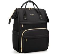 LOVEVOOK Sac à dos imperméable pour ordinateur portable style vintage avec port de charge USB et compartiment pour ordinateur portable de 14, 15,6 et 17″, Noir , 15.6inch