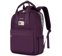 LOVEVOOK Sac à dos pour femme - Avec compartiment pour ordinateur portable - Étanche - Élégant - Pour le travail, l'université, le bureau, les voyages, violet foncé, 15,6"