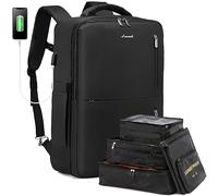 LOVEVOOK Sac a Dos Voyage Cabine Avion Homme Femme Sac à Dos pour Ordinateur Portable Bagage à Main Imperméable Packable Backpack Sac Valise 17 Pouces de Travail Randonnée Affaires Noirail Travel Noir