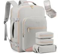LOVEVOOK Sac à Dos Voyage Femme,40L Sac a Dos Voyage Cabine Avion Bagage Backpack Travel Ryanair,Imperméable Sac Ordinateur Portable 17'' Sac a Dos Valise Randonnée Affaires Travail Gris Clair/rose