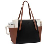 LOVEVOOK Sac à Main Femme Grand Format, Pochette Travail en Cuir PU, Ordinateur Portable, Grande Poche Bouteille Extérieure, Professeur, Business, Cabas Élégant pour Université, Bureau, Voyage