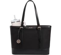 LOVEVOOK Sac a Main Femme, Sacs Cabas Ordinateur Portable, Imperméable Tote Bag pour Les Cours Lycee, Grand Capacité Sacs Sacoche Pour Travail étudiant Université Affaires Business, Noir