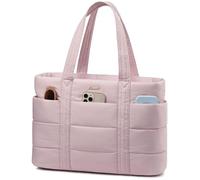 LOVEVOOK Sac Cabas Femme, Grand Format Sac a Main, Sacs Cabas Ordinateur Portable, Sac de Cours Sac Fourre Tout Sacs Sacoche Pour Travail étudiant Université Affaires Business (Rose, 15,6 pouces)
