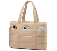 LOVEVOOK Sac Cabas Femme, Grand Format Sac a Main, Sacs Cabas Ordinateur Portable, Sac de Cours Sac Fourre Tout Sacs Sacoche Pour Travail étudiant Université Affaires Business (Kaki, 17,3 pouces)