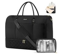 LOVEVOOK Sac de voyage 2 en 1 pour femme - Convertible - Grand sac à chaussures - Sac de costume rabattable - Étanche - Pour voyage d'affaires, Noir , L