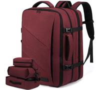 LOVEVOOK Sac De Voyage Avion Cabine Grand Sac A Dos Roulettes Rouge, 30L pour Homme et Femme, sac à dos de travail ordinateur 15.6 pouces, sac bagage à main