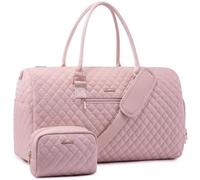LOVEVOOK Sac de Voyage Femme Sac de Sport avec Compartiment à Chaussures & Sac Humide Séparé, Grand Valise de Maternité, Weekend Travel Bag Cabine, Rose