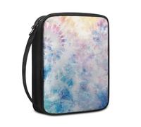 Lovewang Couverture Bible Bleu Jaune Élégant Pochette Livre en Tissu Toile Polyeste avec Poignée et Fermeture éclair Housse de Protection pour Bible pour Femme Hommes 27.5x22.5x5.5 cm