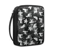 Lovewang Couverture Bible Chien Noir Gris Pochette Livre en Tissu Toile Polyeste avec Poignée et Fermeture éclair Housse de Protection pour Bible pour Femme Hommes 27.5x22.5x5.5 cm