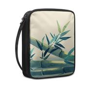 Lovewang Couverture Bible Feuilles De Bambou Vert Pochette Livre en Tissu Toile Polyeste avec Poignée et Fermeture éclair Housse de Protection pour Bible pour Femme Hommes 27.5x22.5x5.5 cm