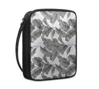 Lovewang Couverture Bible Feuilles Grises Tropicales Pochette Livre en Tissu Toile Polyeste avec Poignée et Fermeture éclair Housse de Protection pour Bible pour Femme Hommes 27.5x22.5x5.5 cm