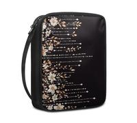 Lovewang Couverture Bible Feuilles Marron Noir Pochette Livre en Tissu Toile Polyeste avec Poignée et Fermeture éclair Housse de Protection pour Bible pour Femme Hommes 27.5x22.5x5.5 cm