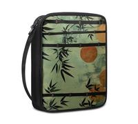 Lovewang Couverture Bible Feuilles Vert Orange Pochette Livre en Tissu Toile Polyeste avec Poignée et Fermeture éclair Housse de Protection pour Bible pour Femme Hommes 27.5x22.5x5.5 cm