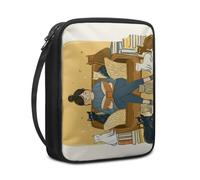 Lovewang Couverture Bible Fille Jaune Chat Pochette Livre en Tissu Toile Polyeste avec Poignée et Fermeture éclair Housse de Protection pour Bible pour Femme Hommes 27.5x22.5x5.5 cm