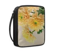 Lovewang Couverture Bible Fleur Jaune Élégante Pochette Livre en Tissu Toile Polyeste avec Poignée et Fermeture éclair Housse de Protection pour Bible pour Femme Hommes 27.5x22.5x5.5 cm