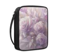 Lovewang Couverture Bible Fleur Violette Papillon Pochette Livre en Tissu Toile Polyeste avec Poignée et Fermeture éclair Housse de Protection pour Bible pour Femme Hommes 27.5x22.5x5.5 cm