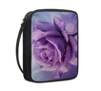 Lovewang Couverture Bible Fleur Violette Rétro Pochette Livre en Tissu Toile Polyeste avec Poignée et Fermeture éclair Housse de Protection pour Bible pour Femme Hommes 27.5x22.5x5.5 cm