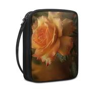 Lovewang Couverture Bible Fleurs Jaunes Oranges Pochette Livre en Tissu Toile Polyeste avec Poignée et Fermeture éclair Housse de Protection pour Bible pour Femme Hommes 27.5x22.5x5.5 cm
