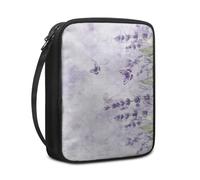 Lovewang Couverture Bible Fleurs Papillon Violet Pochette Livre en Tissu Toile Polyeste avec Poignée et Fermeture éclair Housse de Protection pour Bible pour Femme Hommes 27.5x22.5x5.5 cm