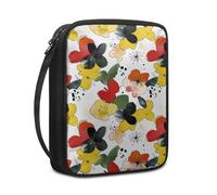 Lovewang Couverture Bible Fleurs Rouges Jaunes Pochette Livre en Tissu Toile Polyeste avec Poignée et Fermeture éclair Housse de Protection pour Bible pour Femme Hommes 27.5x22.5x5.5 cm