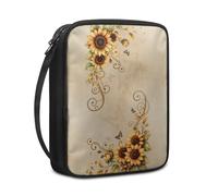 Lovewang Couverture Bible Giresol Jaune Beige Pochette Livre en Tissu Toile Polyeste avec Poignée et Fermeture éclair Housse de Protection pour Bible pour Femme Hommes 27.5x22.5x5.5 cm