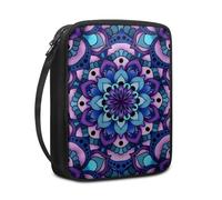 Lovewang Couverture Bible Mandala Rose Bleu Pochette Livre en Tissu Toile Polyeste avec Poignée et Fermeture éclair Housse de Protection pour Bible pour Femme Hommes 27.5x22.5x5.5 cm