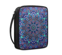 Lovewang Couverture Bible Mandala Vert Violet Pochette Livre en Tissu Toile Polyeste avec Poignée et Fermeture éclair Housse de Protection pour Bible pour Femme Hommes 27.5x22.5x5.5 cm
