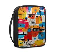 Lovewang Couverture Bible Orange Rouge Géométrique Pochette Livre en Tissu Toile Polyeste avec Poignée et Fermeture éclair Housse de Protection pour Bible pour Femme Hommes 27.5x22.5x5.5 cm