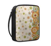 Lovewang Couverture Bible Orange Vert Floral Pochette Livre en Tissu Toile Polyeste avec Poignée et Fermeture éclair Housse de Protection pour Bible pour Femme Hommes 27.5x22.5x5.5 cm
