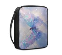 Lovewang Couverture Bible Papillon Bleu Rose Pochette Livre en Tissu Toile Polyeste avec Poignée et Fermeture éclair Housse de Protection pour Bible pour Femme Hommes 27.5x22.5x5.5 cm
