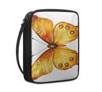 Lovewang Couverture Bible Papillon Orange Pochette Livre en Tissu Toile Polyeste avec Poignée et Fermeture éclair Housse de Protection pour Bible pour Femme Hommes 27.5x22.5x5.5 cm
