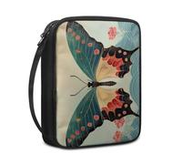 Lovewang Couverture Bible Papillon Rose Bleu Pochette Livre en Tissu Toile Polyeste avec Poignée et Fermeture éclair Housse de Protection pour Bible pour Femme Hommes 27.5x22.5x5.5 cm