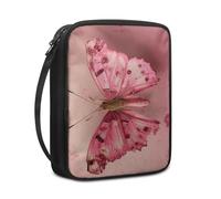 Lovewang Couverture Bible Papillon Rose Pochette Livre en Tissu Toile Polyeste avec Poignée et Fermeture éclair Housse de Protection pour Bible pour Femme Hommes 27.5x22.5x5.5 cm