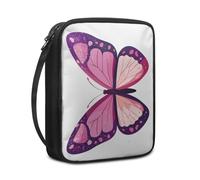 Lovewang Couverture Bible Papillon Violet Rose Pochette Livre en Tissu Toile Polyeste avec Poignée et Fermeture éclair Housse de Protection pour Bible pour Femme Hommes 27.5x22.5x5.5 cm
